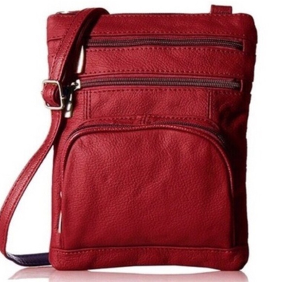 Maze l RED LEATHER CROSSBODY PURSE l Small travel purse - Picture 1 of 1